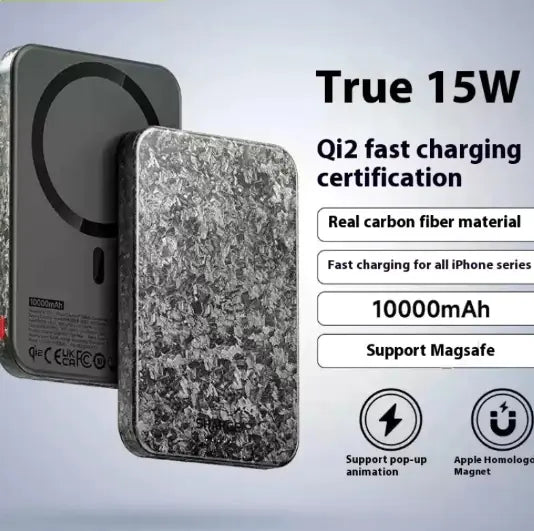 15W Magnetic Power Bank – Carbon Fiber Edition